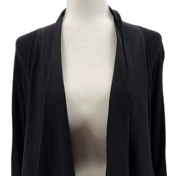 NWT Grace Elements Black Ruched Sleeve Duster Cardigan Womens Small - Picture 2 of 9